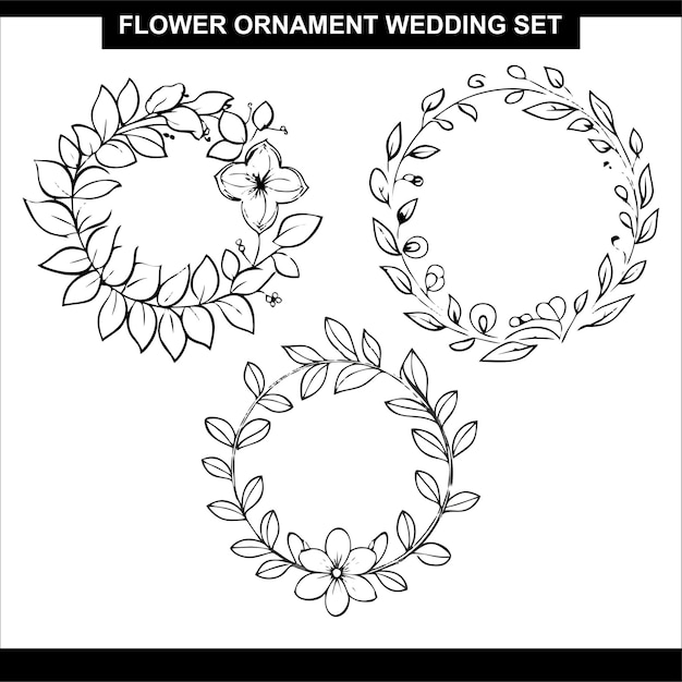 Вектор Цветочный орнамент свадебный набор, коллекция, роскошный дизайн 4