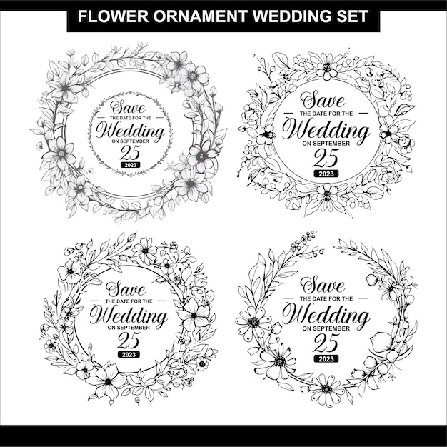 Vector flower ornament wedding set collection bundle luxirous design 5