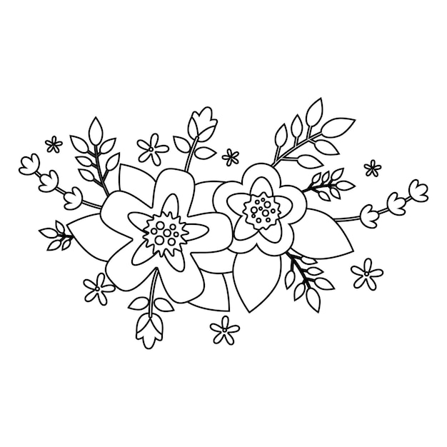 Flower outline black and white coloring page