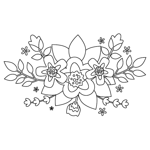 꽃 개요 흑백 색칠하기