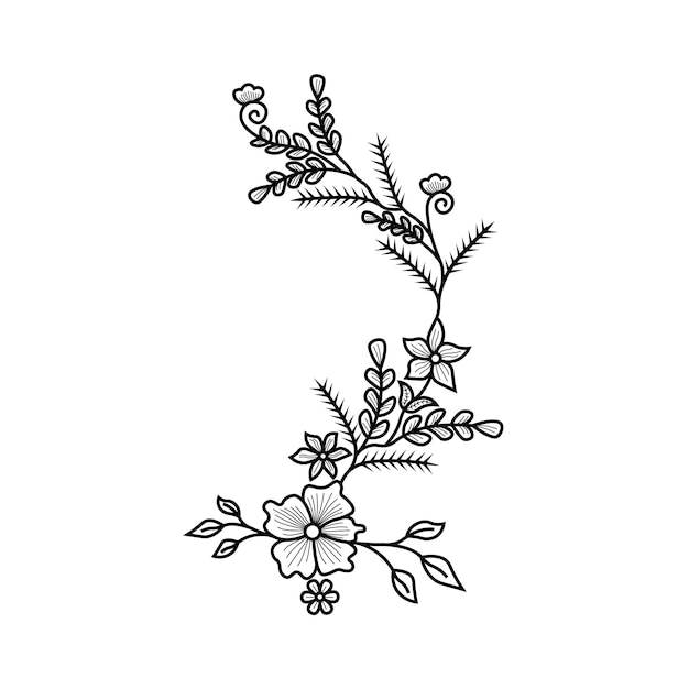 花のアウトラインベクトルぬりえページデザイン花のイラスト