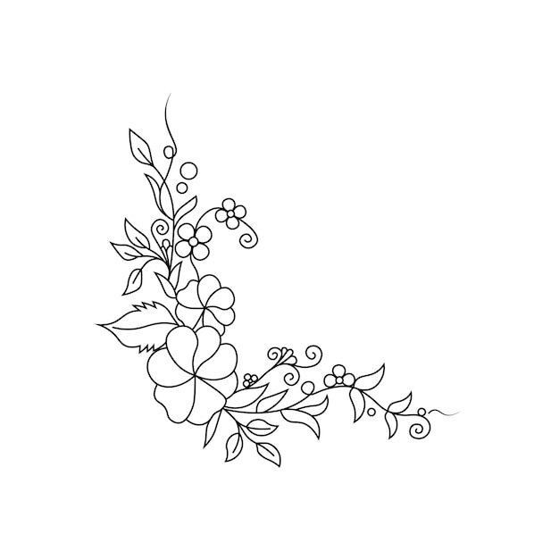 Flower outline vector coloring page design floral illustration