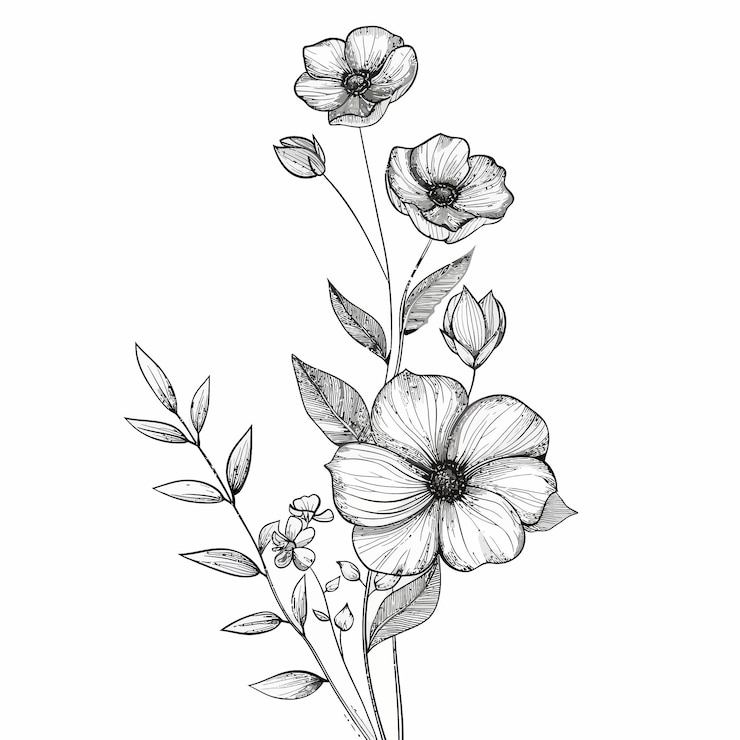 Vector flower outline