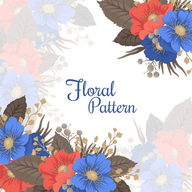 Flower page boarders - blue and red flowers