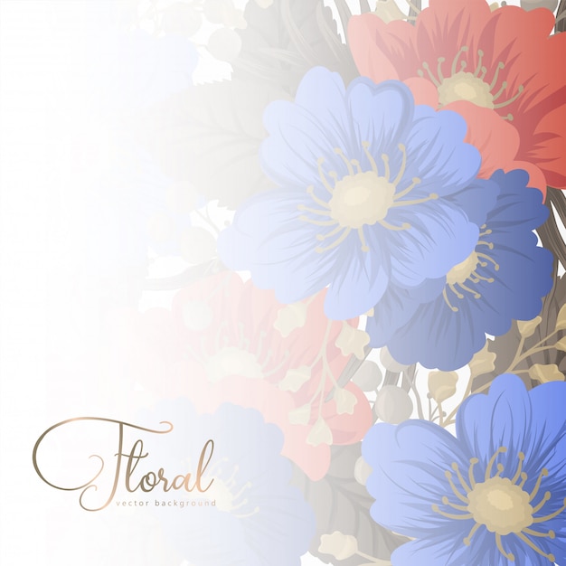 Flower page boarders - blue and red flowers