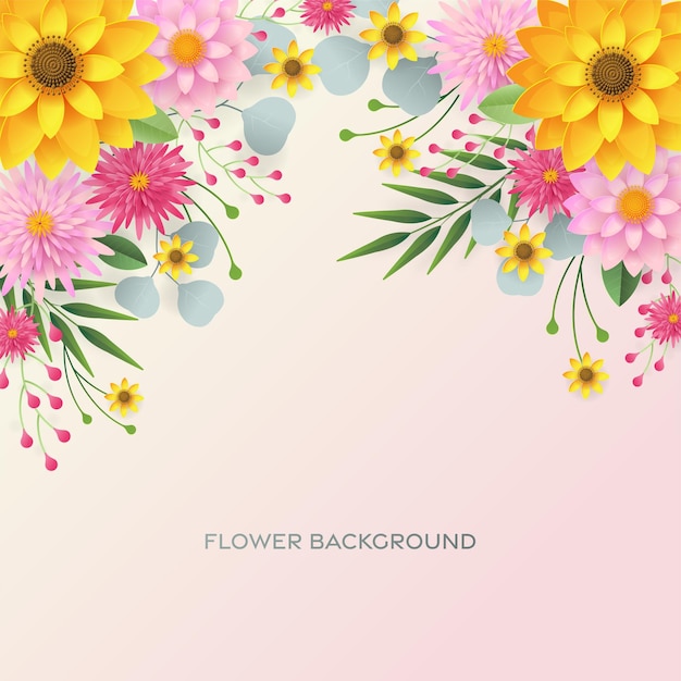 Vector flower paper cut background