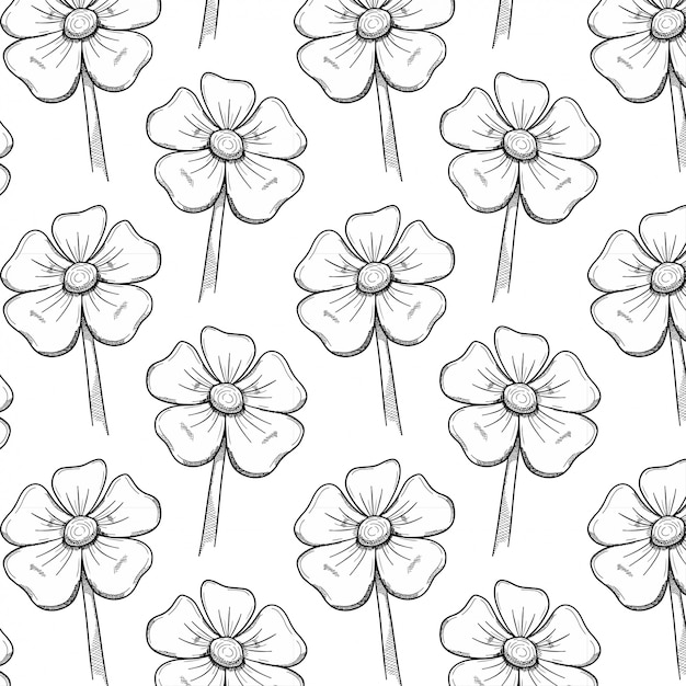 Flower pattern botanical doodle