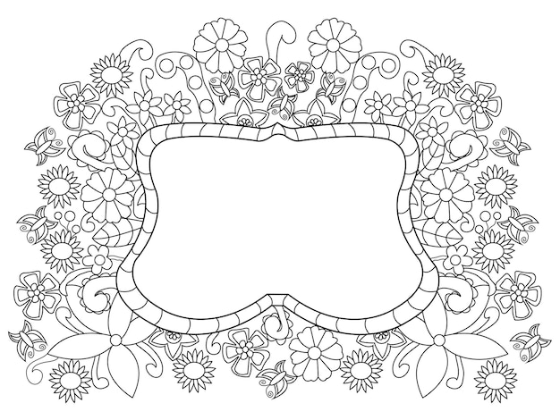 Flower pattern coloring vector for adults