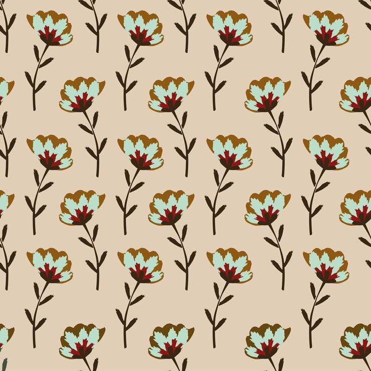 Vector a flower pattern with different colors on a beige background
