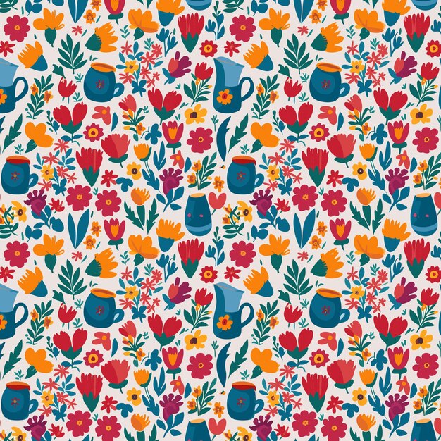 Flower pattern with leaves floral bouquets flower compositions floral pattern