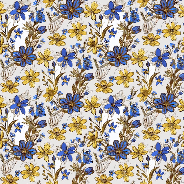 Flower pattern with leaves floral bouquets flower compositions floral pattern