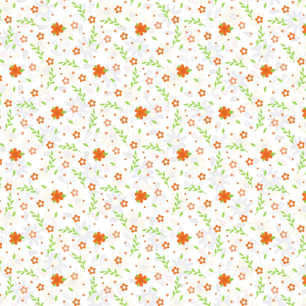 a flower pattern with orange flowers on it