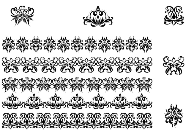 Vector flower patterns and borders