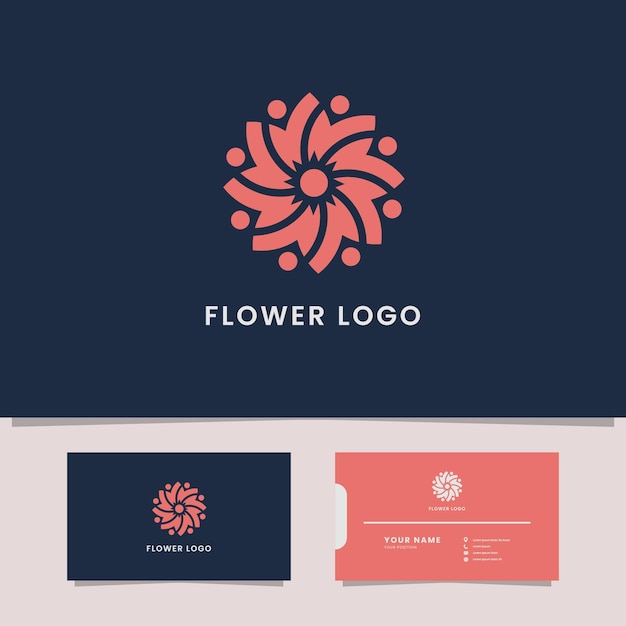 Vettore design del logo di fiori e persone