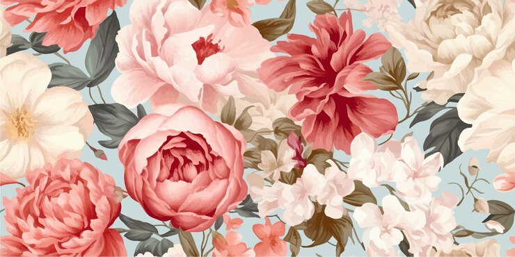 Цветок и растение Классический цветочный бесшовный принт в стиле shabby chic Цветочная векторная иллюстрация