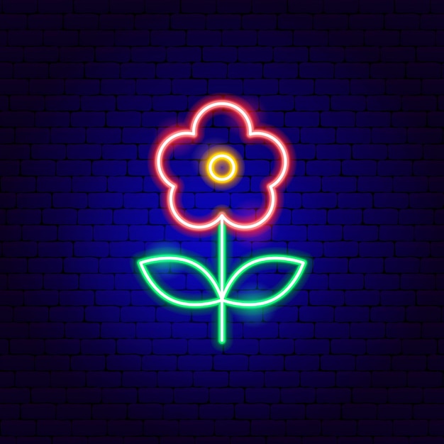 Flower plant neon sign. vector illustration of nature promotion.