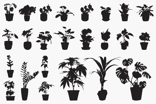 Flower Plant Pot Silhouette Vector