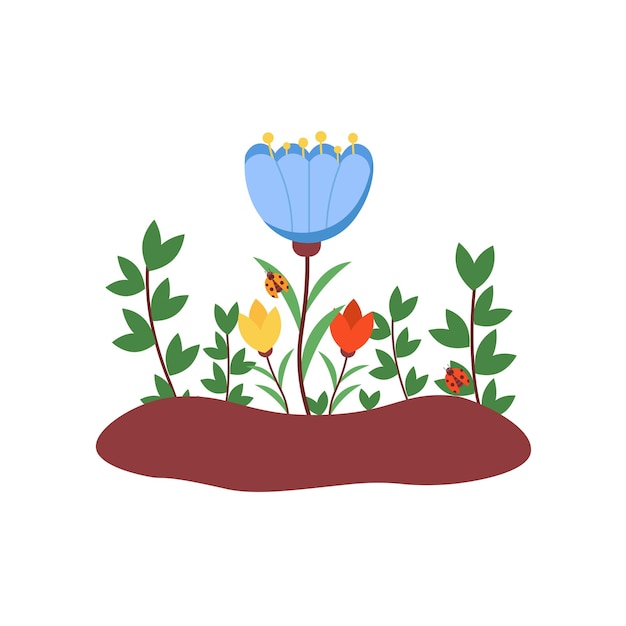 ベクトル 花植物春のイラスト