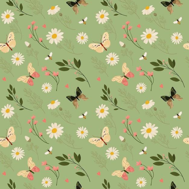 flower and plants seamless pattern