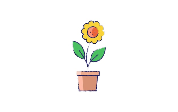 ベクトル 植木鉢の手描きイラスト