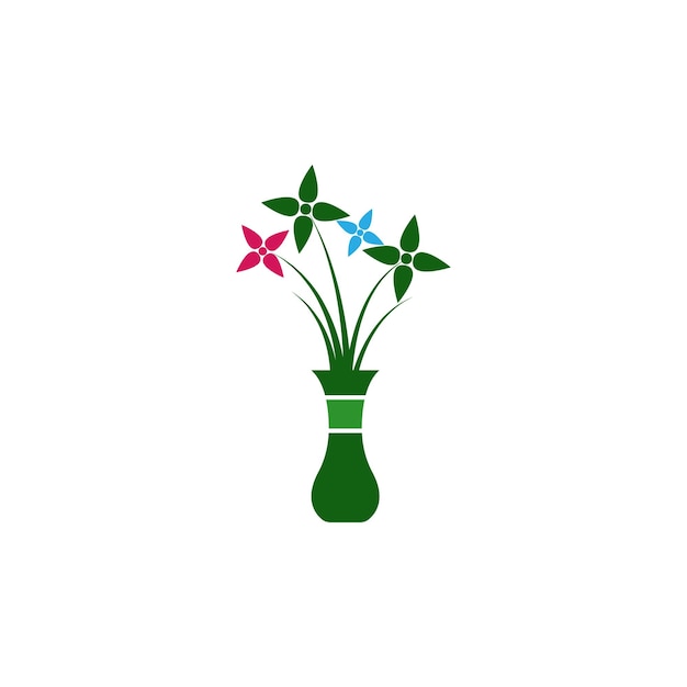 Flower pot icon logo design