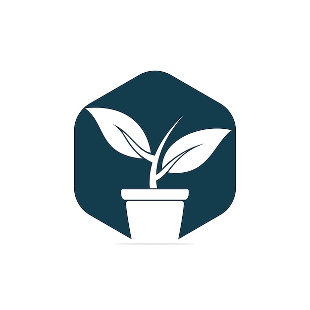 Flower pot and plant logo. growth vector logo.