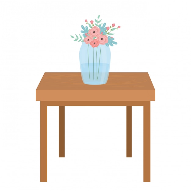 Vector flower pot over table