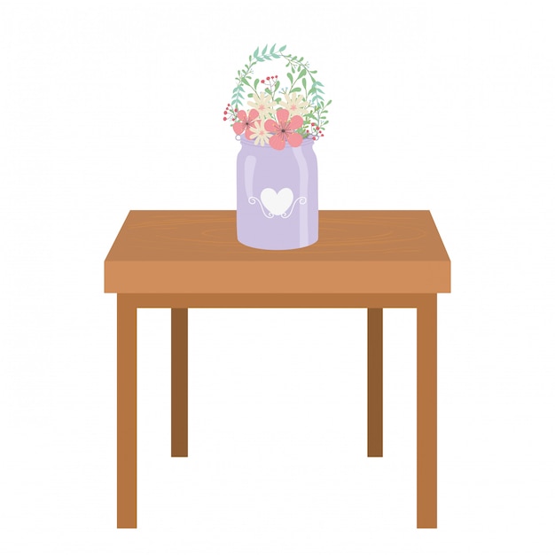 Vector flower pot over table