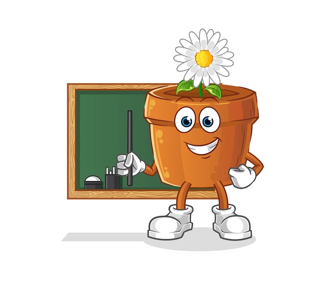 Flower pot teacher vector. cartoon character