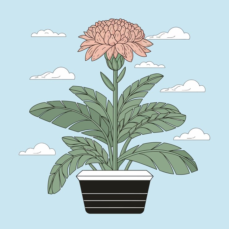 Vector a flower pot with a flower in the middle of it