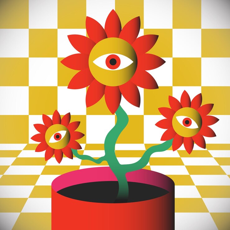 Vector flower psychedelic background poster art vector illustration