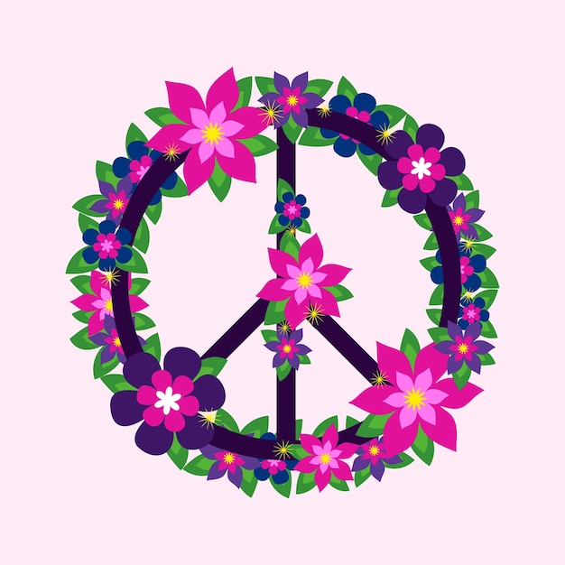 Flower purple icon of of the international symbol of peace peace sign Pacific anti war sign