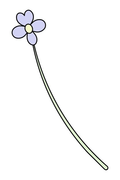 Vettore petali di fiori viola pianta da fiore in stile cartone animato