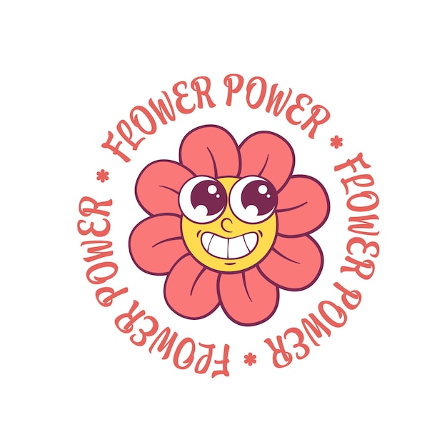 Flower retro groovy mascot sublimation design