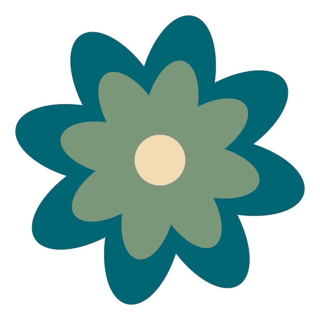 Vector flower in retro groovy style simple vector icon