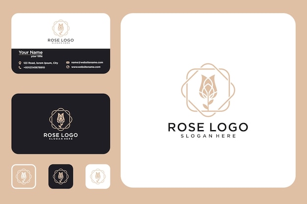 flower rose logo design and business card