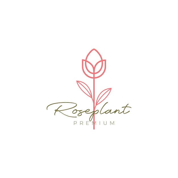 Flower rose plant aesthetic minimal logo design vector