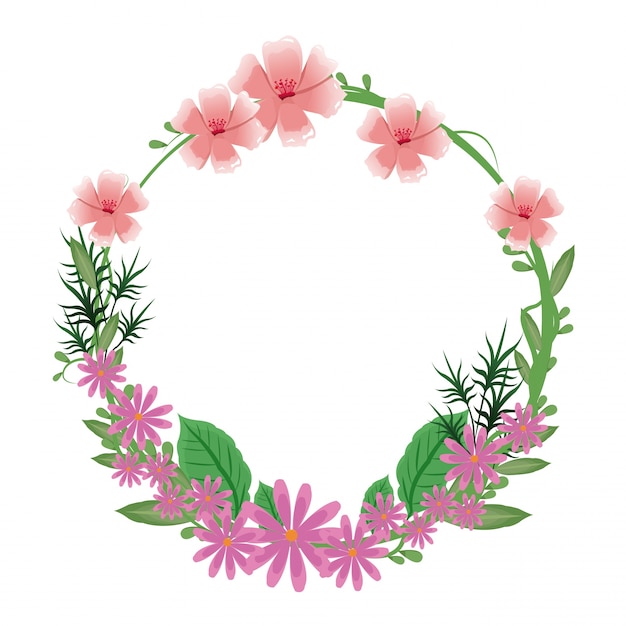 Flower round frame wreath nature delicate