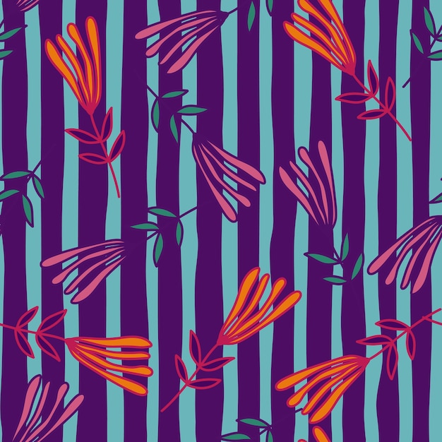 Цветочный бесшовный узор Абстрактные цветочные обои в стиле арт-каракули Симпатичные растения бесконечный фон