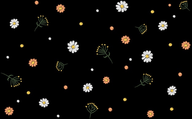 Flower seamless pattern. Field herbs daisy textile print decoration 