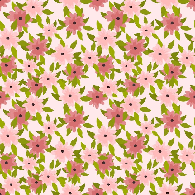 Flower Seamless Pattern Flat Vector