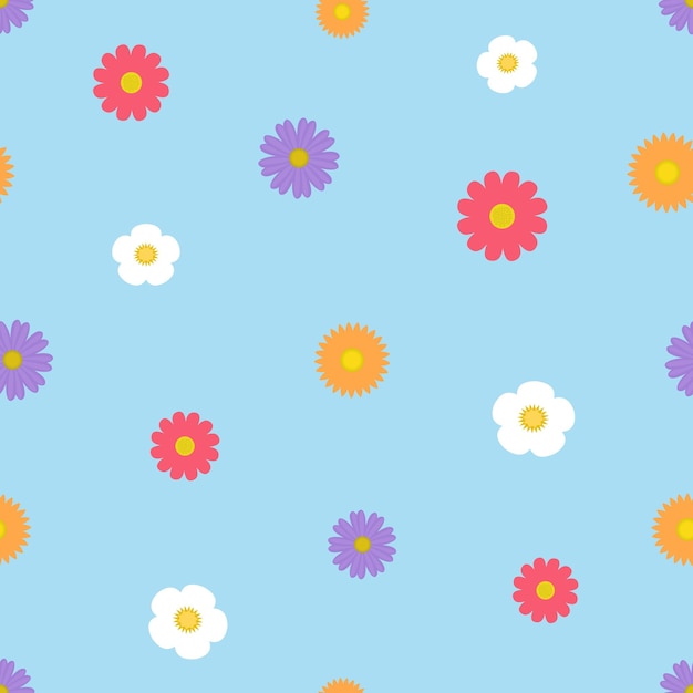 Flower seamless pattern Floral texture Flat design with beautiful flowers Vector illustration