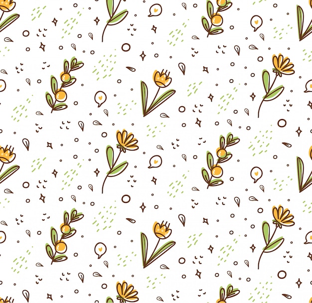 Reticolo senza giunte del fiore in stile doodle di kawaii