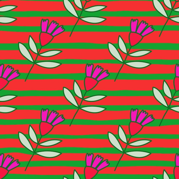 Flower seamless pattern in naive art style Abstract simple floral wallpaper
