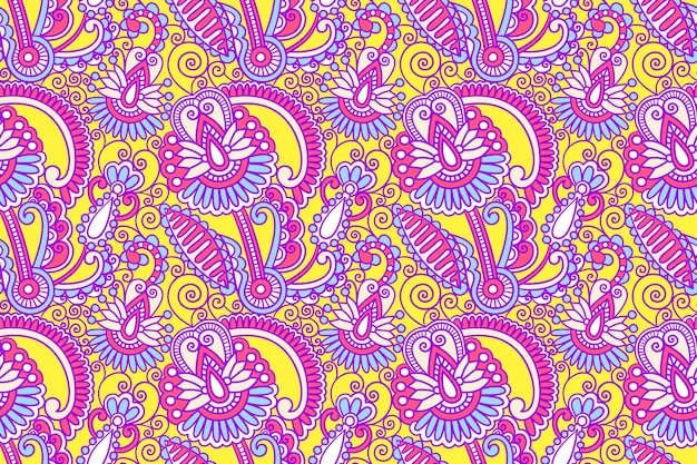 Vector flower seamless pattern paisley indian design