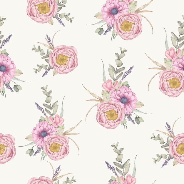 flower Seamless Pattern watercolor hand painted