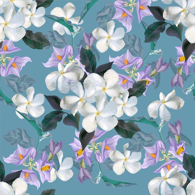 Vector flower seamless pattern with flower