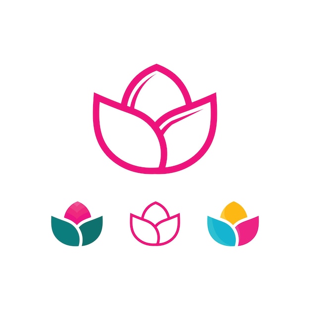 Flower set logo and design for business design garden icon nature and beauty blossom