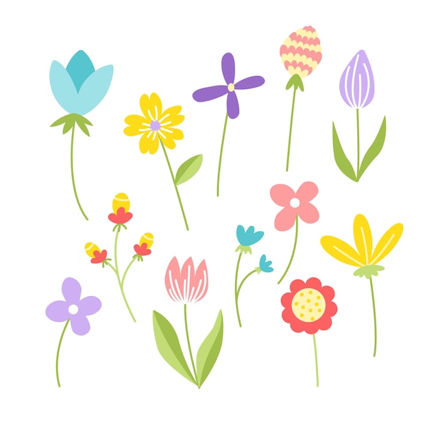 Flower set Spring summer flowers Colorful floral Isolated vector stock illustration eps 10 on white background