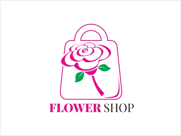 Flower shop with bouquet floral store flower beautiful plant logo design